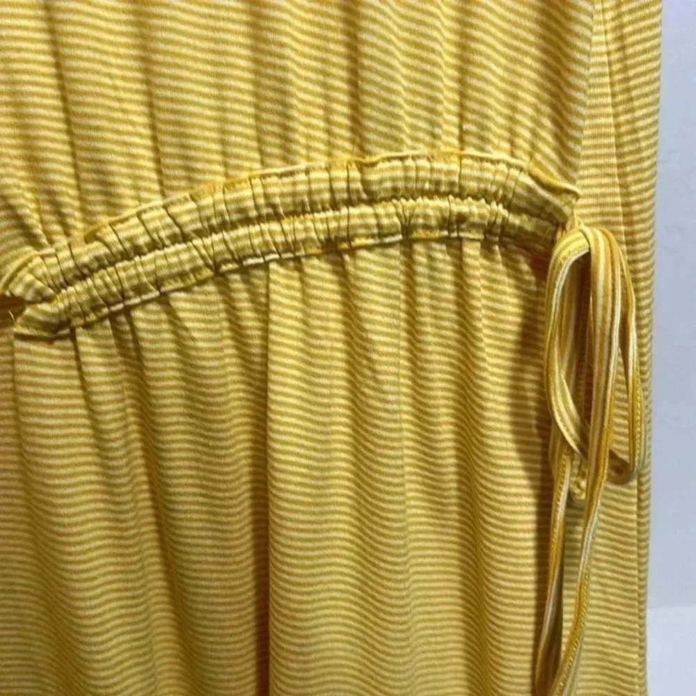 Yellow Striped Dress with Drawstring